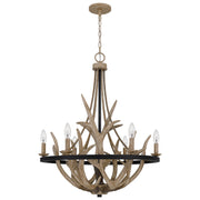 Quoizel Journey 26in 6-Light Chandelier | Rustic Earth Black Steel and Resin Antler | Dining Room & Foyer | 26.25 x 26.25 x 31 in | Model JR5006EK