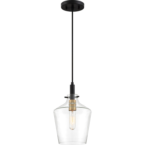 Quoizel June 1-Light Mini Pendant | Modern Earth Black Steel and Clear Glass | Kitchen Island & Breakfast Nook | Model JUN1508EK