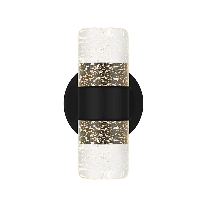 Quoizel Kaia LED 9" Outdoor Lantern, Matte Black/Clear Bubble Glass