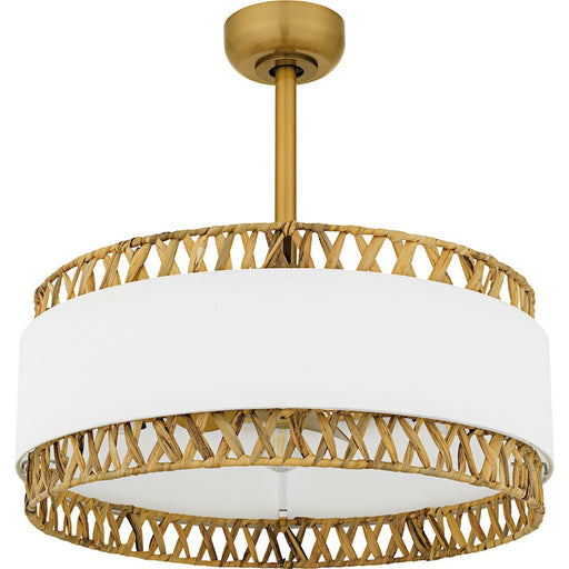Quoizel Kate 4Light Fandelier, Brushed Gold/White Linen And Rattan