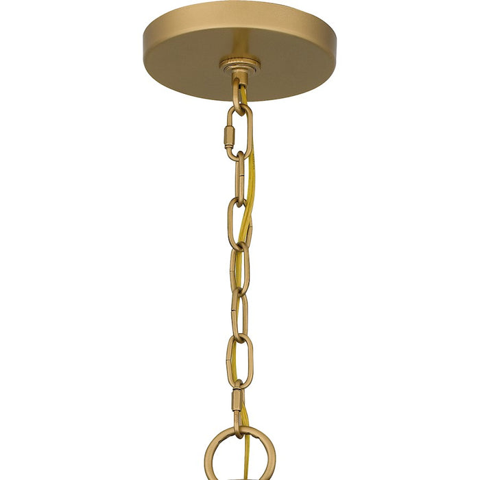 Quoizel Kelleher 5 Light Chandelier, Weathered Brass/Clear