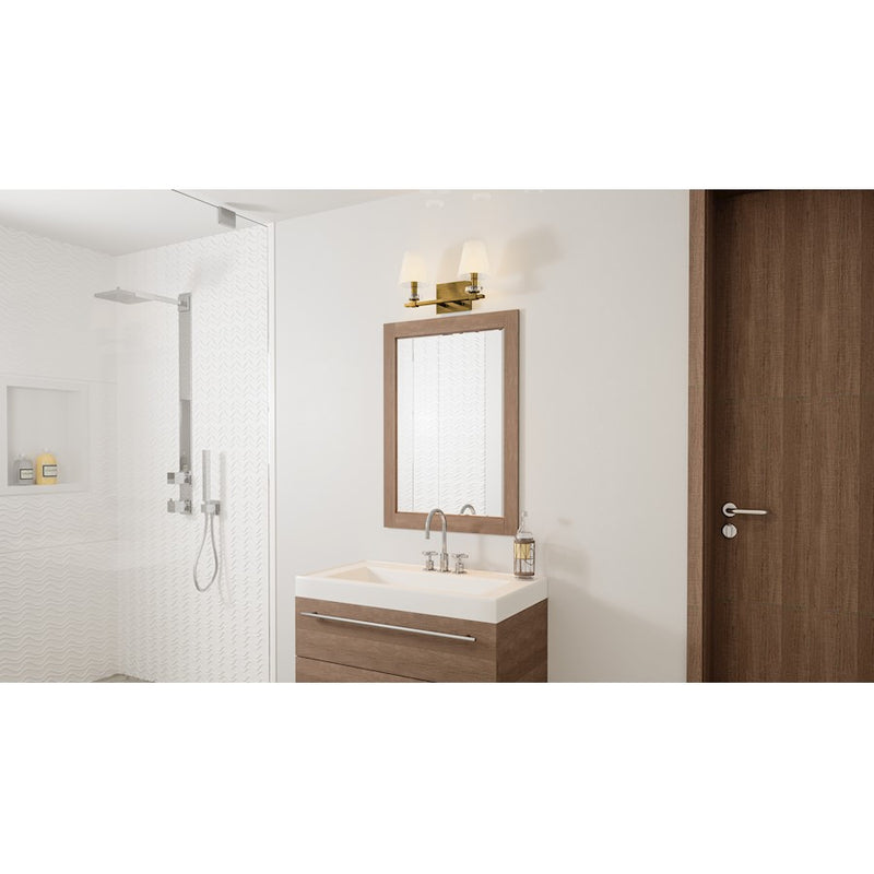 Quoizel Kelsey Glen 2 Light Bath Vanity, Weathered Brass/Etched
