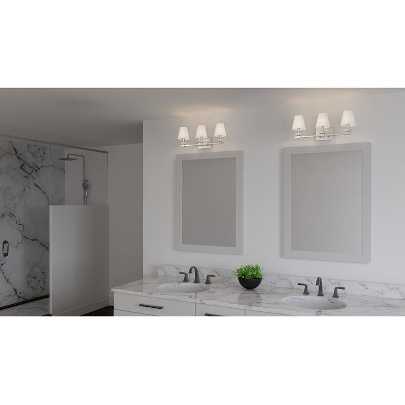 Quoizel Kelsey Glen 3 Light Bath Vanity, Polished Nickel/Etched