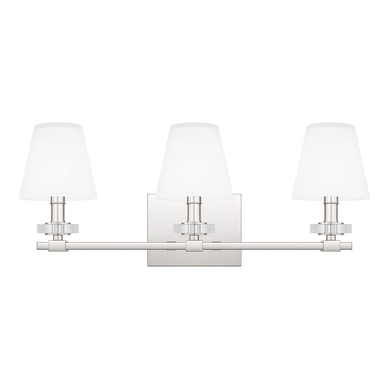 Quoizel Kelsey Glen 3 Light Bath Vanity, Polished Nickel/Etched