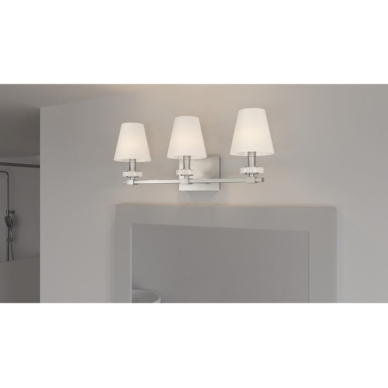 Quoizel Kelsey Glen 3 Light Bath Vanity, Polished Nickel/Etched