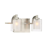 Quoizel Kolt 13in 2-Light Vanity Light | Modern Brushed Nickel Steel and Clear Glass | Bathroom & Powder Room Vanity | Model KLT8602BNLED