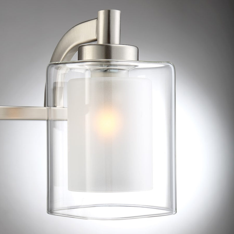 Quoizel Kolt 13in 2-Light Vanity Light | Modern Brushed Nickel Steel and Clear Glass | Bathroom & Powder Room Vanity | Model KLT8602BNLED