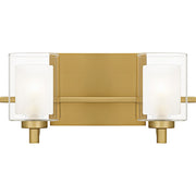 Quoizel Kolt 2Lt Bath Light, Gold/Clear /Sandblasted Interior - KLT8602BRGLED