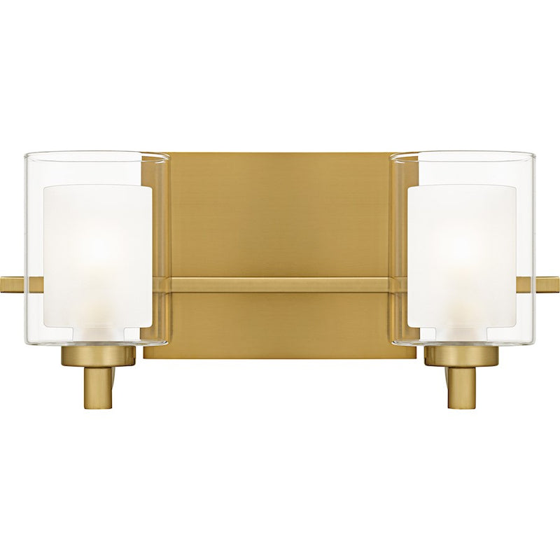 Quoizel Kolt 2Lt Bath Light, Gold/Clear /Sandblasted Interior - KLT8602BRGLED