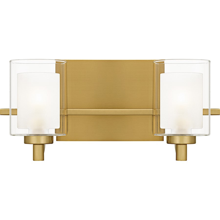 Quoizel Kolt 2Lt Bath Light, Gold/Clear /Sandblasted Interior - KLT8602BRGLED