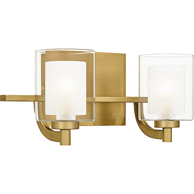 Quoizel Kolt 2Lt Bath Light, Gold/Clear /Sandblasted Interior