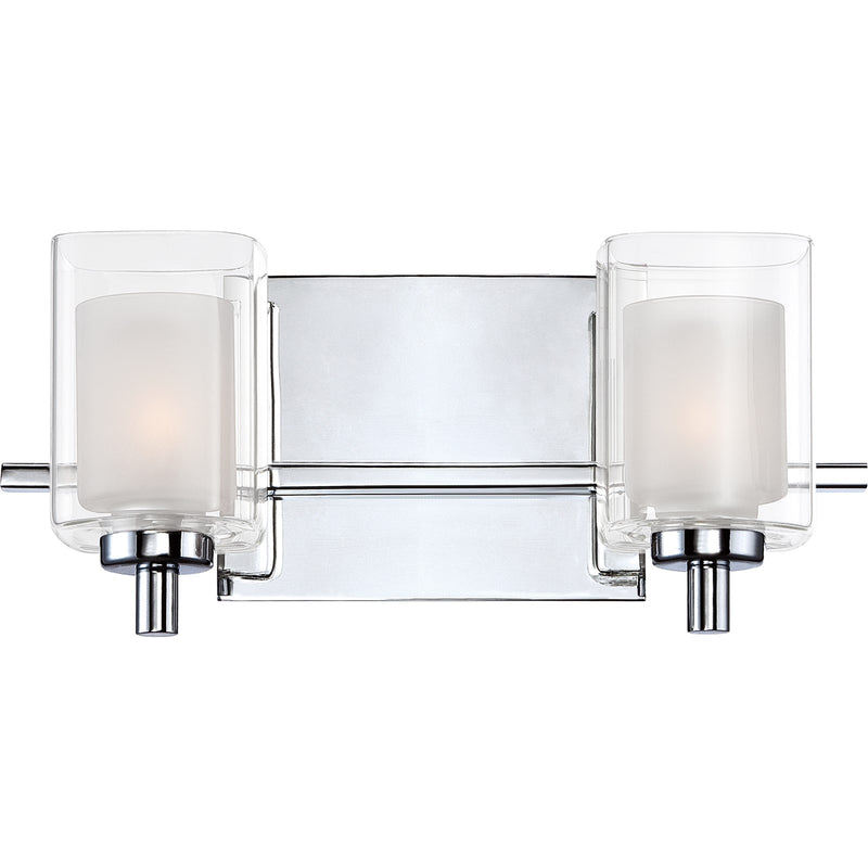 Quoizel Kolt 13in 2-Light Vanity Light | Modern Polished Chrome and Clear Glass | Bathroom & Powder Room | 13 x 6.25 x 6 in | Model KLT8602CLED