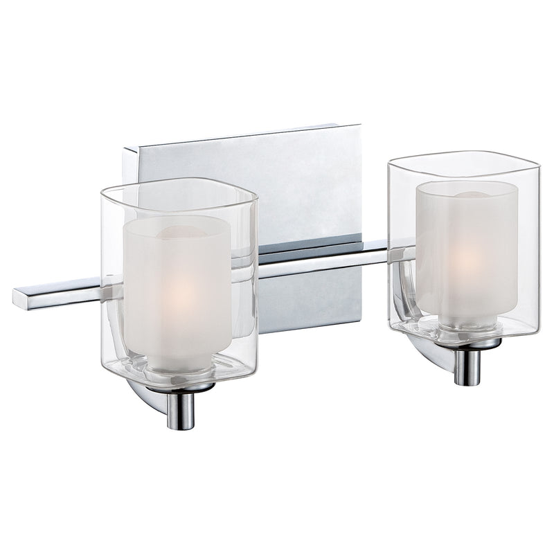 Quoizel Kolt 13in 2-Light Vanity Light | Modern Polished Chrome and Clear Glass | Bathroom & Powder Room | 13 x 6.25 x 6 in | Model KLT8602CLED