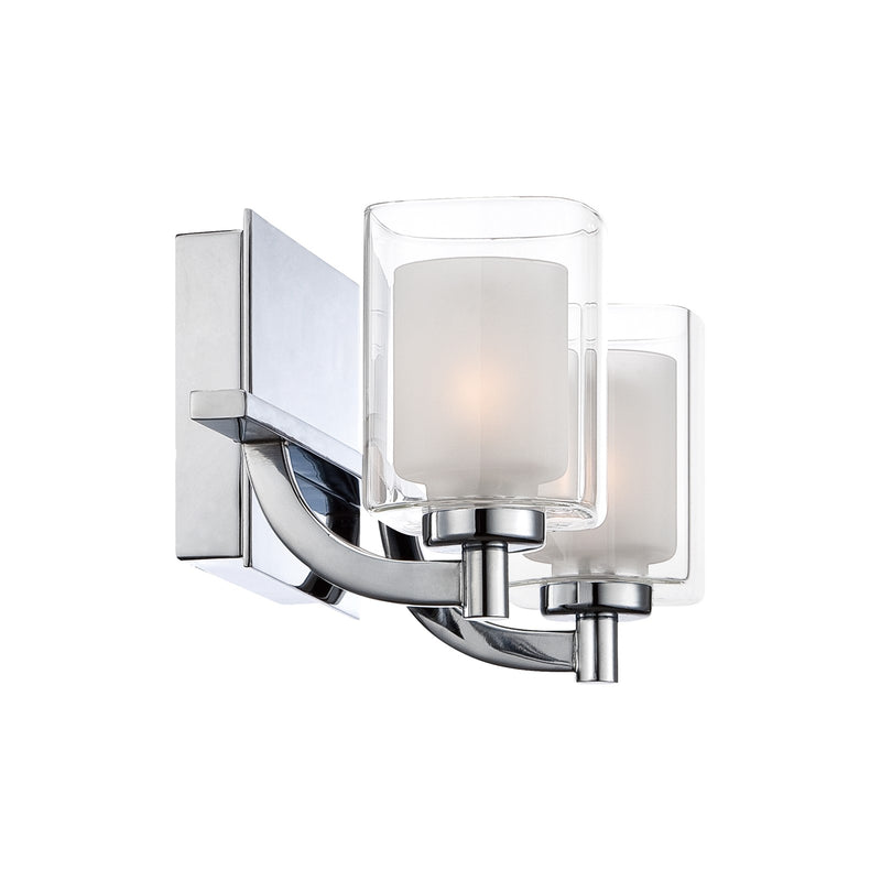 Quoizel Kolt 13in 2-Light Vanity Light | Modern Polished Chrome and Clear Glass | Bathroom & Powder Room | 13 x 6.25 x 6 in | Model KLT8602CLED