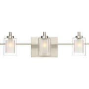 Quoizel Kolt 21in 3-Light Vanity Light | Modern Brushed Nickel and Clear Glass | Bathroom & Powder Room | 21 x 6.25 x 6 in | Model KLT8603BNLED