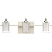 Quoizel Kolt 21in 3-Light Vanity Light | Modern Brushed Nickel and Clear Glass | Bathroom & Powder Room | 21 x 6.25 x 6 in | Model KLT8603BNLED
