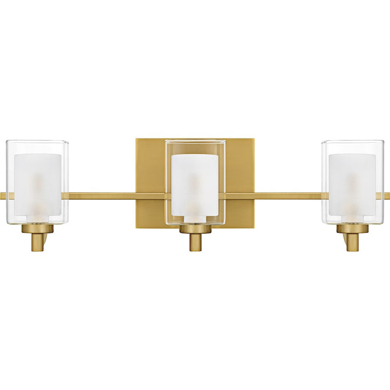 Quoizel Kolt 3Lt Bath Light, Gold/Clear /Sandblasted Interior