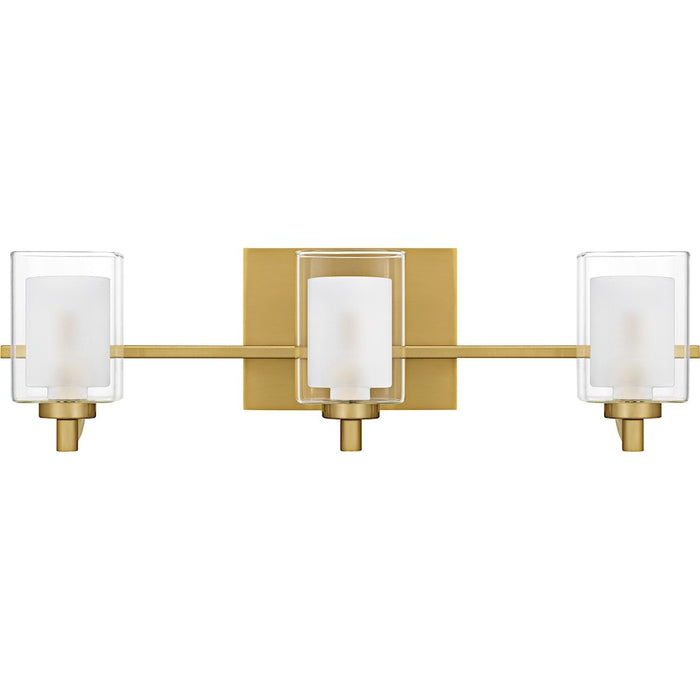 Quoizel Kolt 3Lt Bath Light, Gold/Clear /Sandblasted Interior