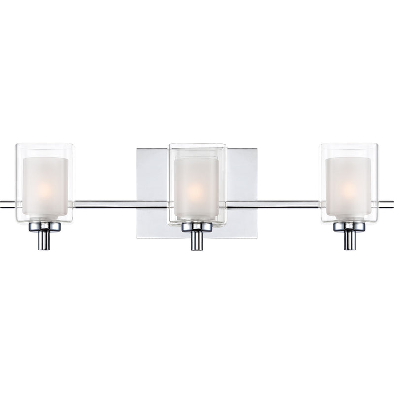 Quoizel Kolt 21in 3-Light Vanity Light | Modern Polished Chrome and Clear Glass | Bathroom Vanity & Powder Room | 21 x 6.25 x 6 in | Model KLT8603CLED