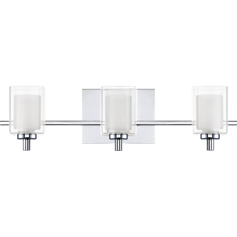 Quoizel Kolt 21in 3-Light Vanity Light | Modern Polished Chrome and Clear Glass | Bathroom Vanity & Powder Room | 21 x 6.25 x 6 in | Model KLT8603CLED