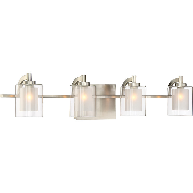 Quoizel Kolt 29in 4-Light Vanity Light | Modern Brushed Nickel and Clear Glass | Bathroom Vanity & Powder Room | 29 x 6.25 x 6 in | Model KLT8604BNLED