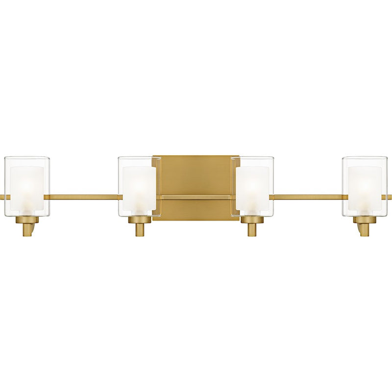 Quoizel Kolt 4Lt Bath Light, Gold/Clear /Sandblasted Interior - KLT8604BRGLED