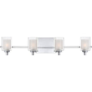 Quoizel Kolt 29in 4-Light Vanity Light | Modern Polished Chrome and Clear Glass | Bathroom Vanity & Powder Room | 29 x 6.25 x 6 in | Model KLT8604CLED