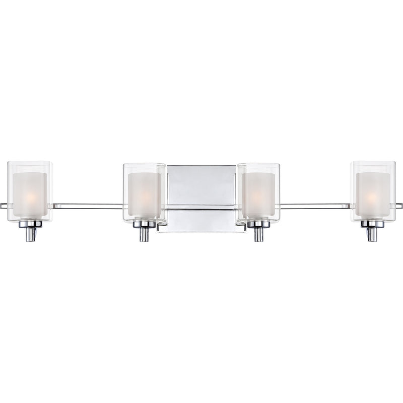 Quoizel Kolt 29in 4-Light Vanity Light | Modern Polished Chrome and Clear Glass | Bathroom Vanity & Powder Room | 29 x 6.25 x 6 in | Model KLT8604CLED
