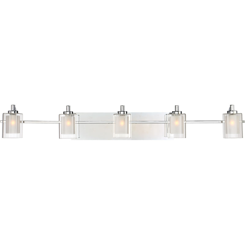 Quoizel Kolt 42in 5-Light Vanity Light | Modern Polished Chrome and Clear Glass | Bathroom Vanity & Powder Room | 42 x 6.25 x 6 in | Model KLT8605CLED