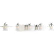 Quoizel Kolt 42in 5-Light Vanity Light | Modern Polished Chrome and Clear Glass | Bathroom Vanity & Powder Room | 42 x 6.25 x 6 in | Model KLT8605CLED