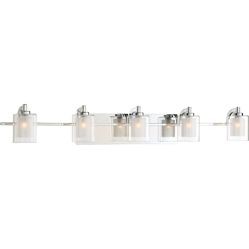 Quoizel Kolt 42in 5-Light Vanity Light | Modern Polished Chrome and Clear Glass | Bathroom Vanity & Powder Room | 42 x 6.25 x 6 in | Model KLT8605CLED