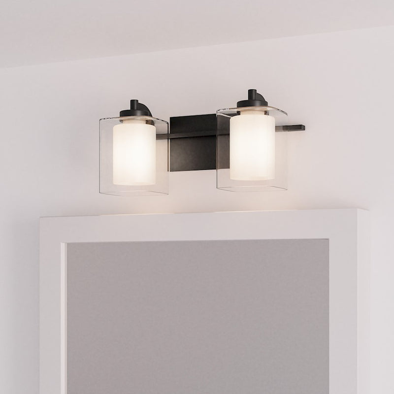 Quoizel Kolt 2 Light Bath Light, Clear/Sandblasted Interior