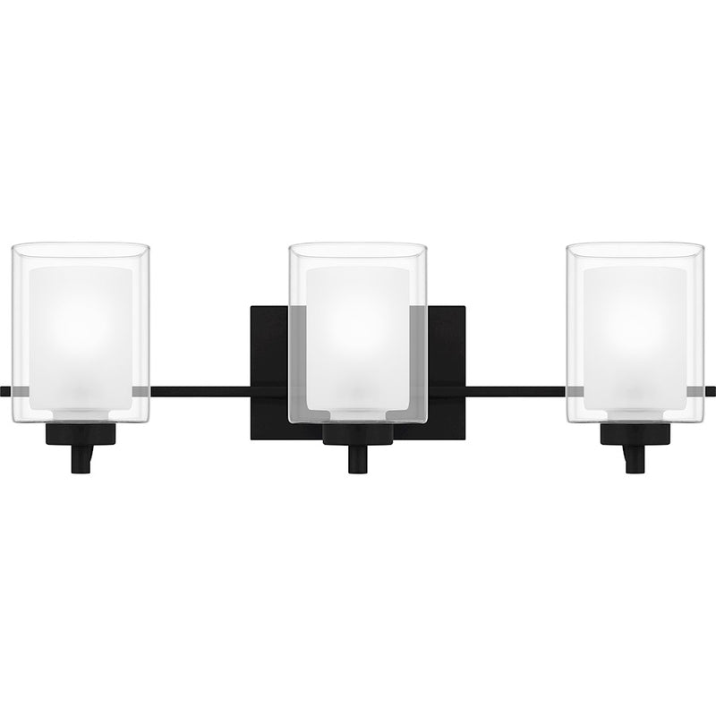 Quoizel Kolt 3 Light Bath Light, Clear/Sandblasted Interior
