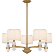 Quoizel Kimberly 5 Light Chandelier, Brass/Egg Shell Fabric - KMB5030BWS