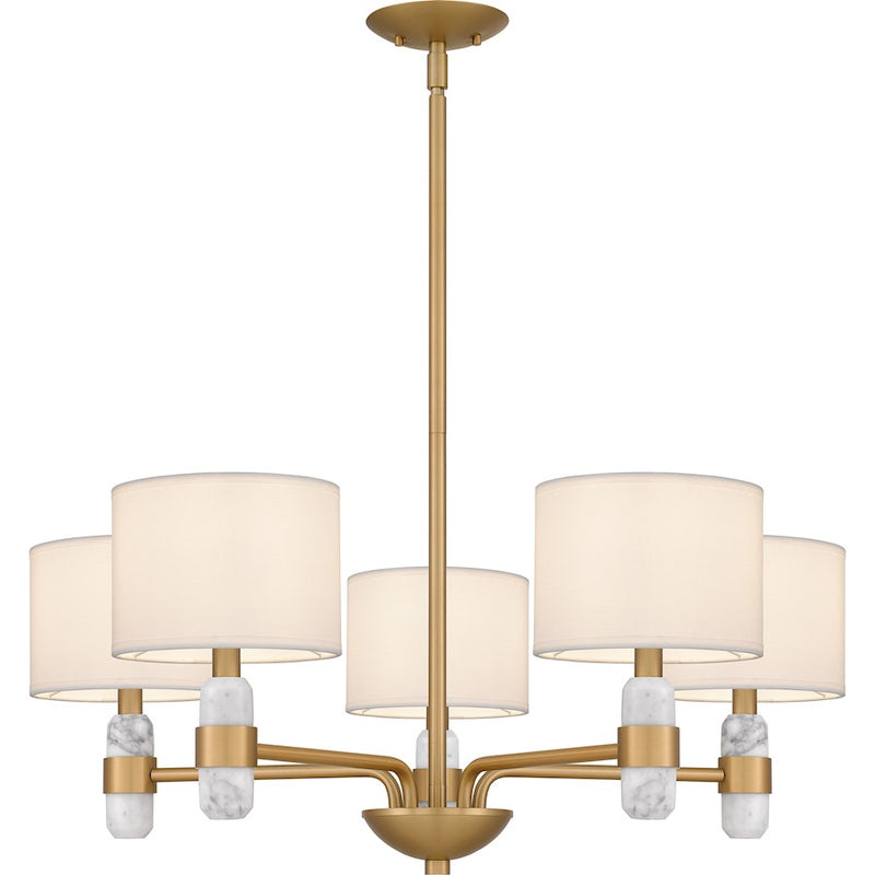 Quoizel Kimberly 5 Light Chandelier, Brass/Egg Shell Fabric - KMB5030BWS
