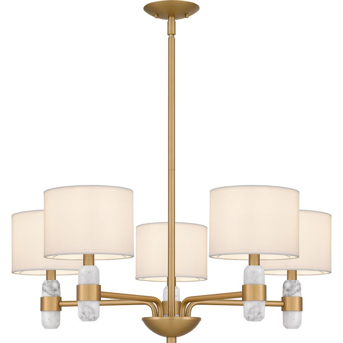 Quoizel Kimberly 5 Light Chandelier, Brass/Egg Shell Fabric - KMB5030BWS