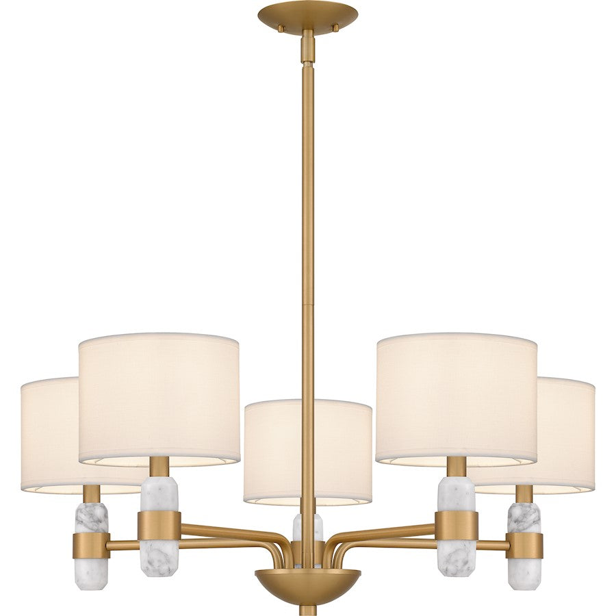 Quoizel Kimberly 5 Light Chandelier, Brass/Egg Shell Fabric - KMB5030BWS