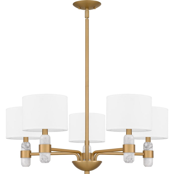 Quoizel Kimberly 5 Light Chandelier, Brass/Egg Shell Fabric