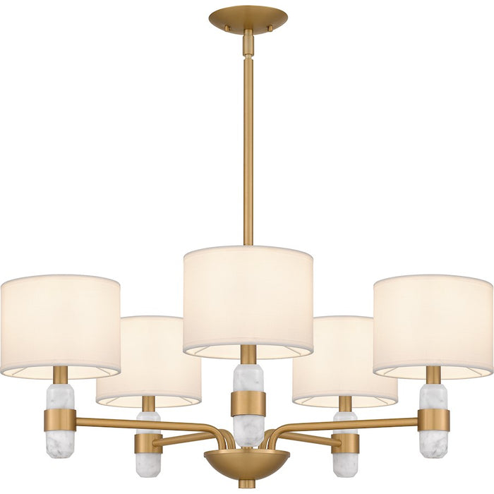 Quoizel Kimberly 5 Light Chandelier, Brass/Egg Shell Fabric