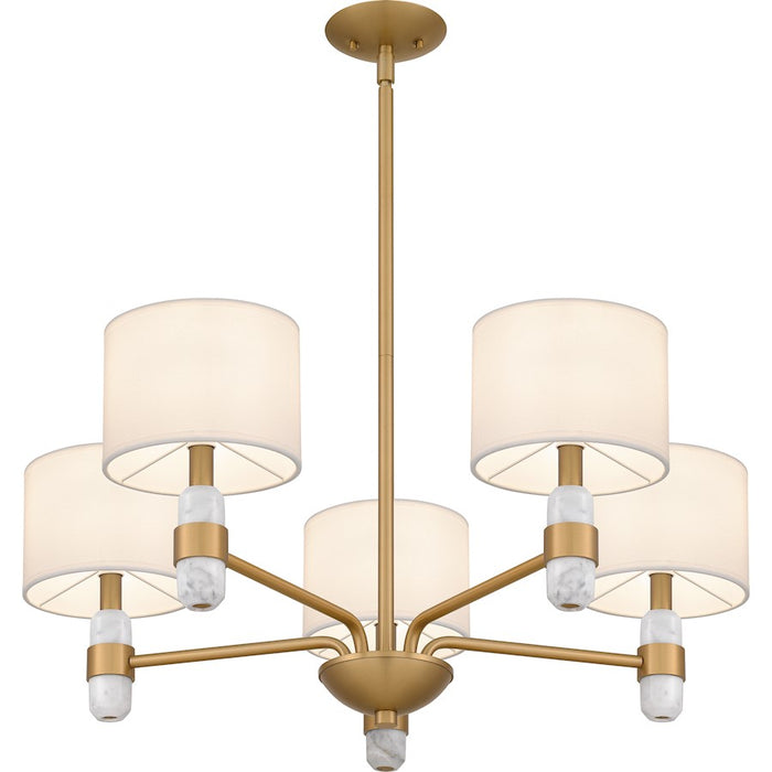 Quoizel Kimberly 5 Light Chandelier, Brass/Egg Shell Fabric