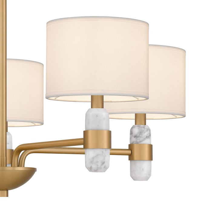 Quoizel Kimberly 5 Light Chandelier, Brass/Egg Shell Fabric