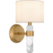 Quoizel Kimberly 1 Light Wall Sconce, Brass/Egg Shell Fabric - KMB8707BWS