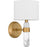 Quoizel Kimberly 1 Light Wall Sconce, Brass/Egg Shell Fabric