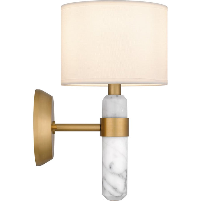 Quoizel Kimberly 1 Light Wall Sconce, Brass/Egg Shell Fabric