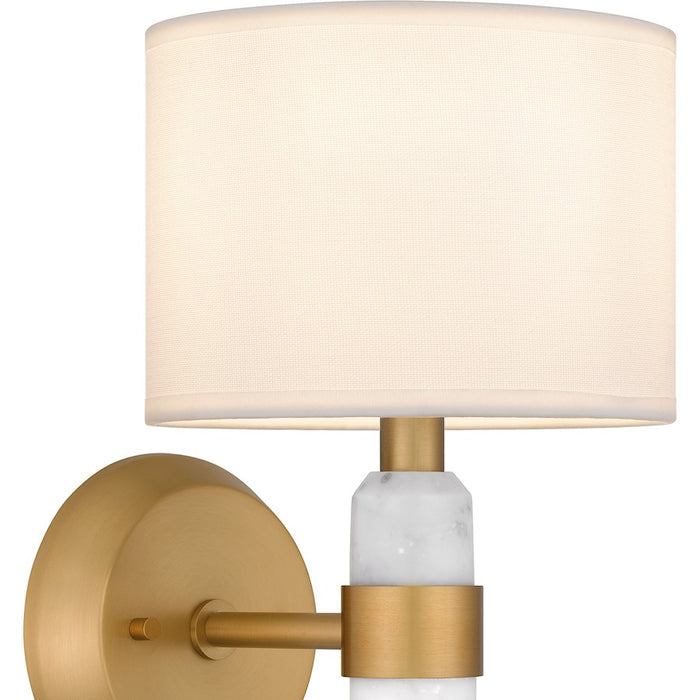 Quoizel Kimberly 1 Light Wall Sconce, Brass/Egg Shell Fabric