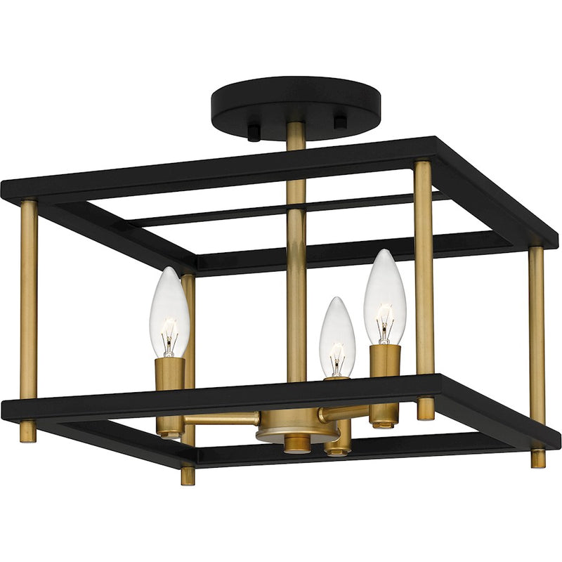 Quoizel Kynwyd 3 Light Semi-Flush Mount, Matte Black