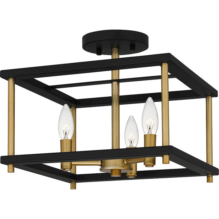 Quoizel Kynwyd 3 Light Semi-Flush Mount, Matte Black