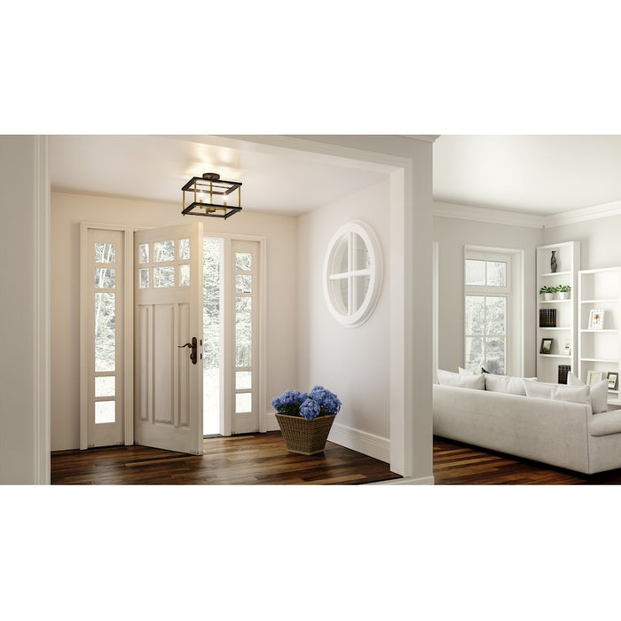 Quoizel Kynwyd 3 Light Semi-Flush Mount, Matte Black