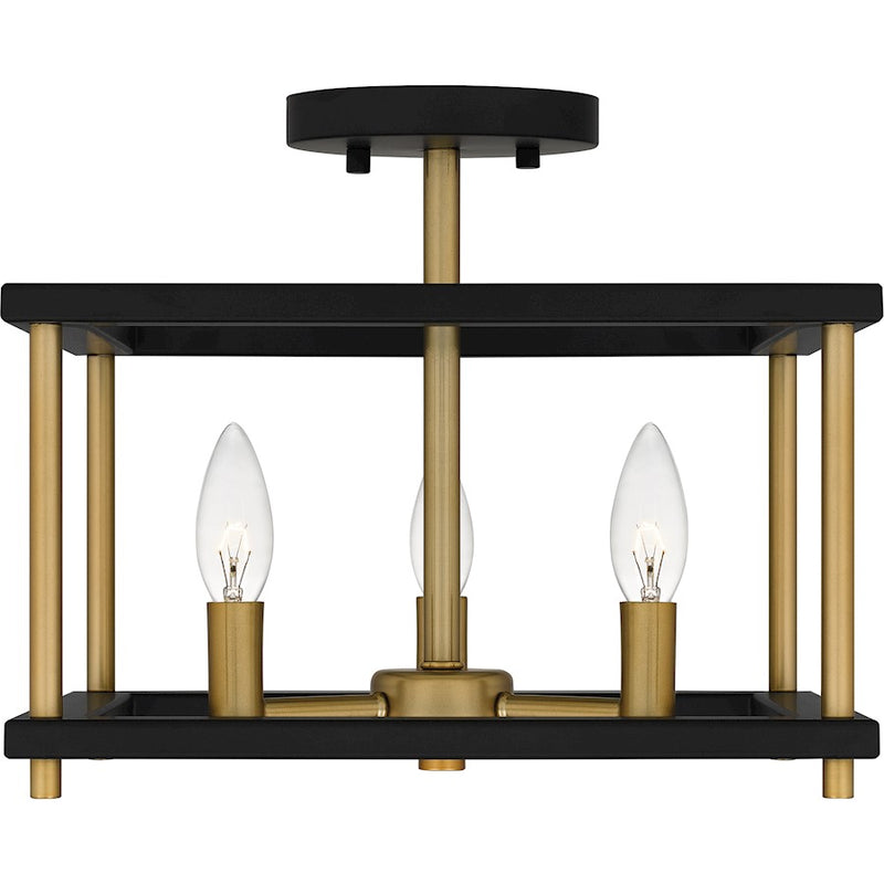 Quoizel Kynwyd 3 Light Semi-Flush Mount, Matte Black