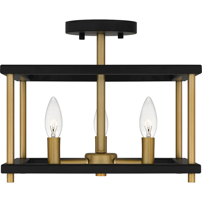 Quoizel Kynwyd 3 Light Semi-Flush Mount, Matte Black
